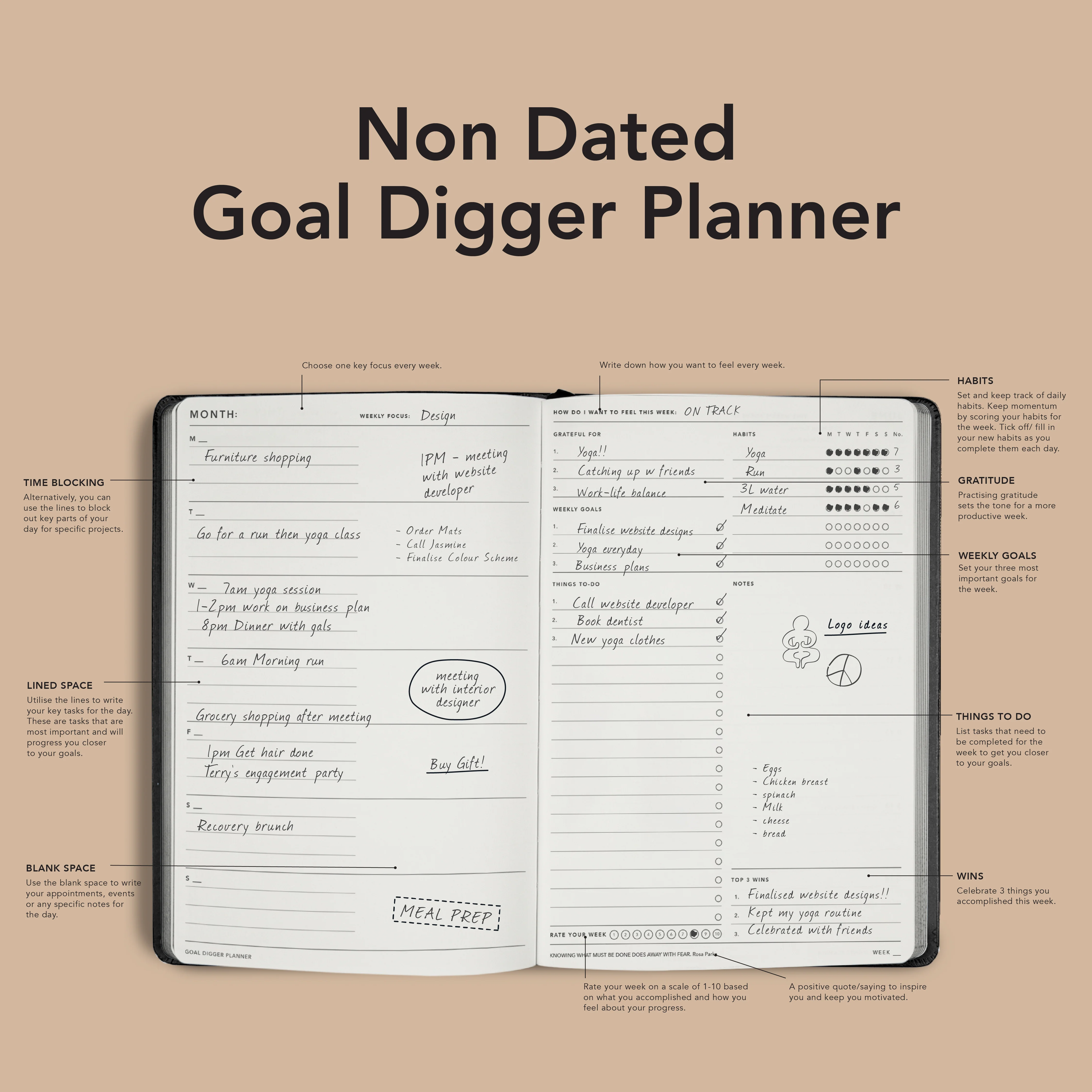 Non-Dated Goal Digger Planner B5 - Image 11